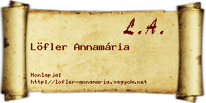 Löfler Annamária névjegykártya